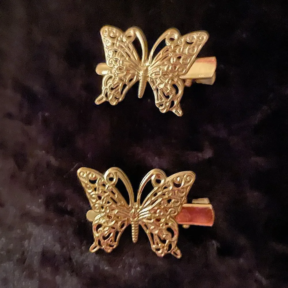 Hair Clips l Gold Butterfly Design l New